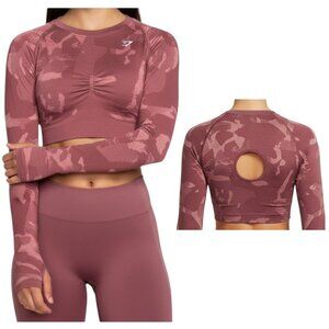 Gymshark Adapt Camo Seamless Workout Crop Top Maroon S